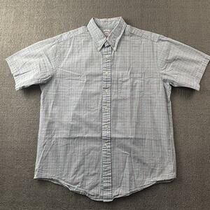 Brooks Brothers Shirt Adult Large Check Button Up Short Sleeve Casual Men's
